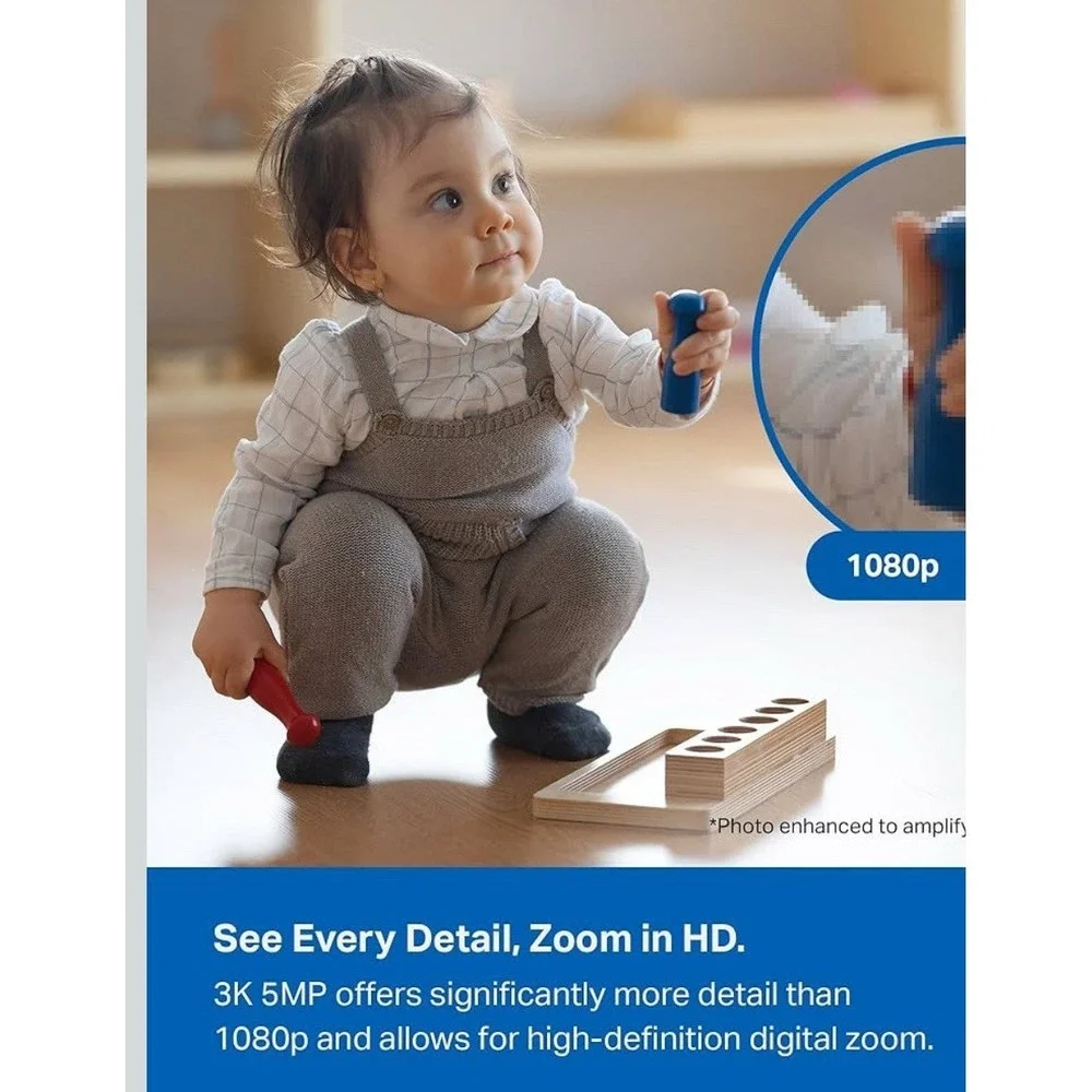 3K 5MP Indoor Security Camera w/ 360° Pan Tilt, Night‎ Vision, Alexa Ready